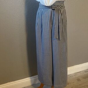 ▪️▪️PULL ON BLACK-N-WHITE HIGH WAISTED TIE OFF CENTER WIDE LEG PANTS▪️▪️